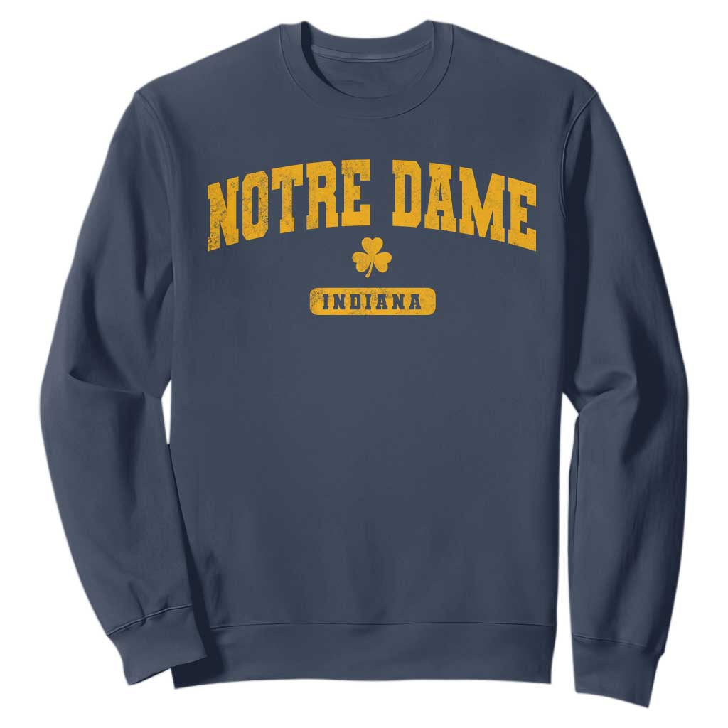 Notre Dame Indiana Sweatshirt Vintage Varsity Sports IN State Gold Shamrock