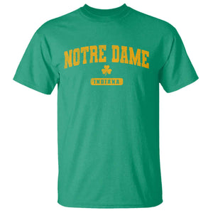 Notre Dame Indiana T Shirt Vintage Varsity Sports IN State Gold Shamrock