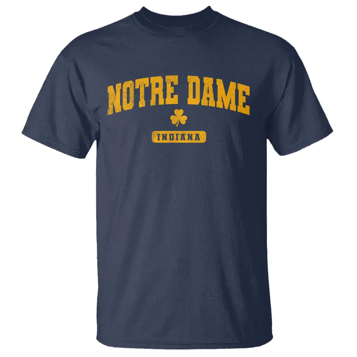 Notre Dame Indiana T Shirt Vintage Varsity Sports IN State Gold Shamrock