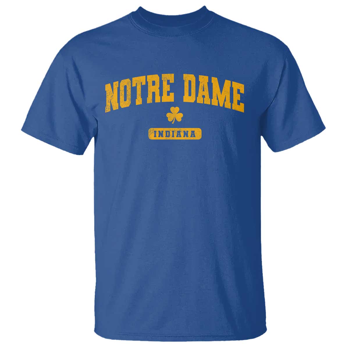 Notre Dame Indiana T Shirt Vintage Varsity Sports IN State Gold Shamrock