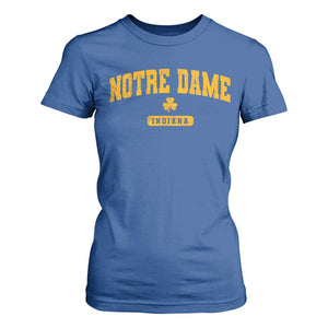 Notre Dame Indiana T Shirt For Women Vintage Varsity Sports IN State Gold Shamrock