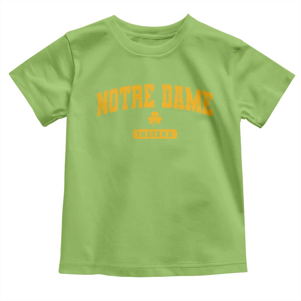 Notre Dame Indiana Toddler T Shirt Vintage Varsity Sports IN State Gold Shamrock