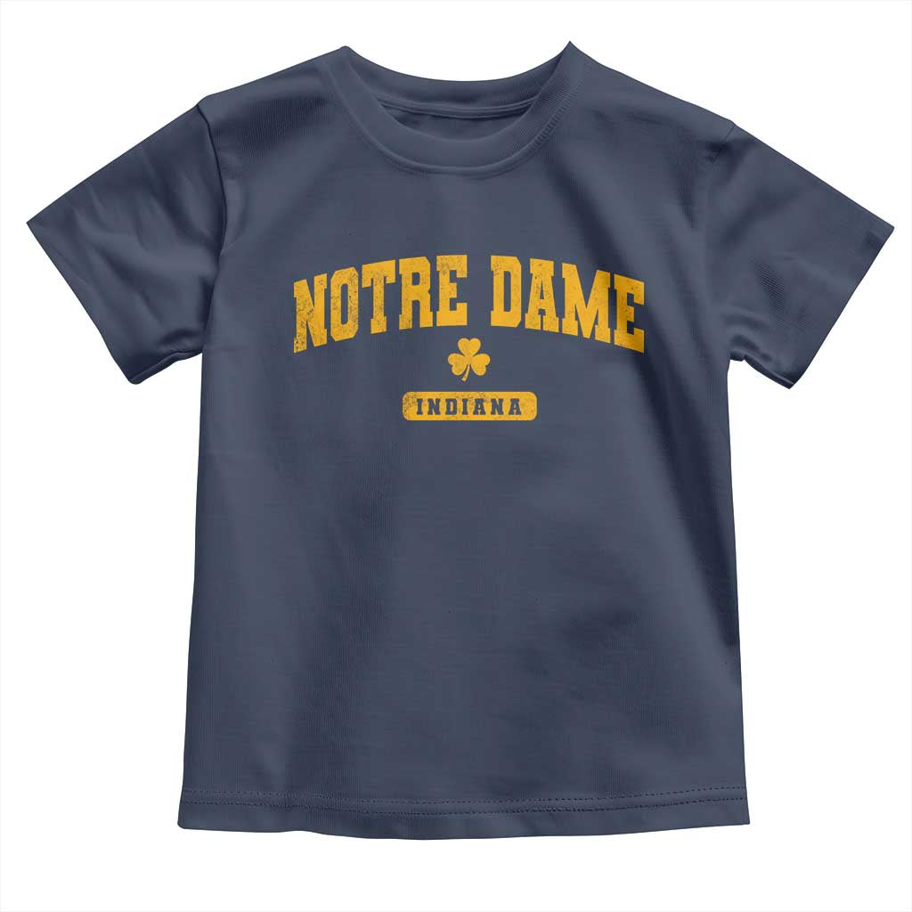 Notre Dame Indiana Toddler T Shirt Vintage Varsity Sports IN State Gold Shamrock
