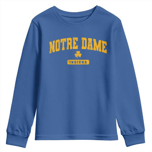 Notre Dame Indiana Youth Sweatshirt Vintage Varsity Sports IN State Gold Shamrock