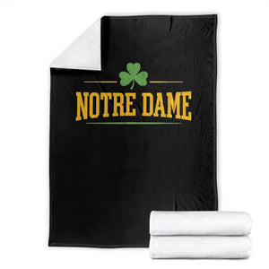 Notre Dame Throw Blanket Vintage Varsity Sports IN State Gold Shamrock