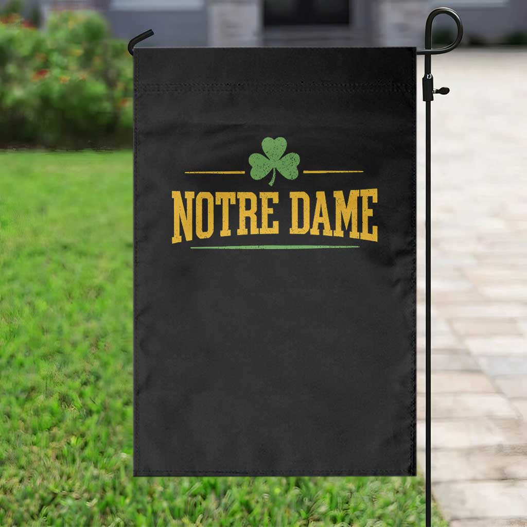 Notre Dame Garden Flag Vintage Varsity Sports IN State Gold Shamrock