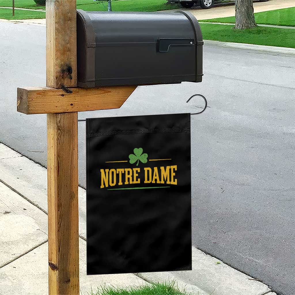 Notre Dame Garden Flag Vintage Varsity Sports IN State Gold Shamrock