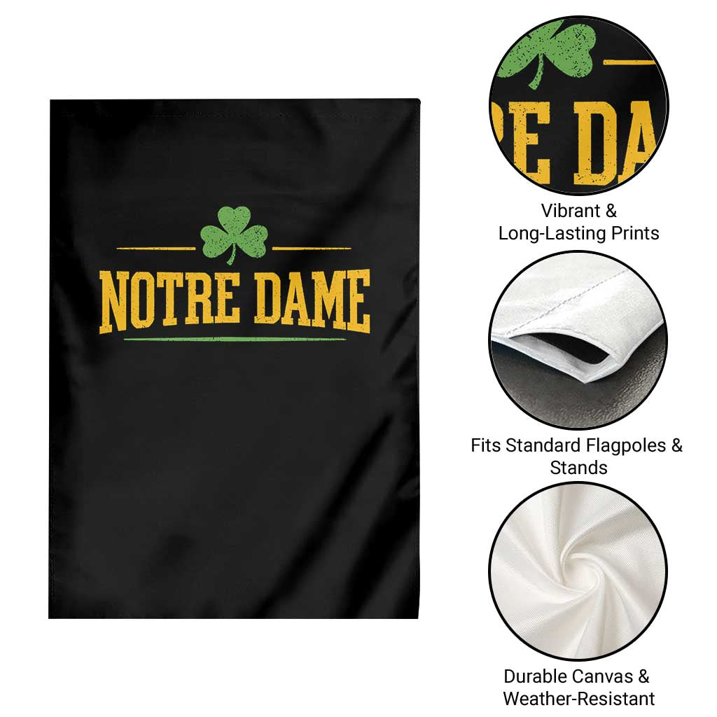 Notre Dame Garden Flag Vintage Varsity Sports IN State Gold Shamrock