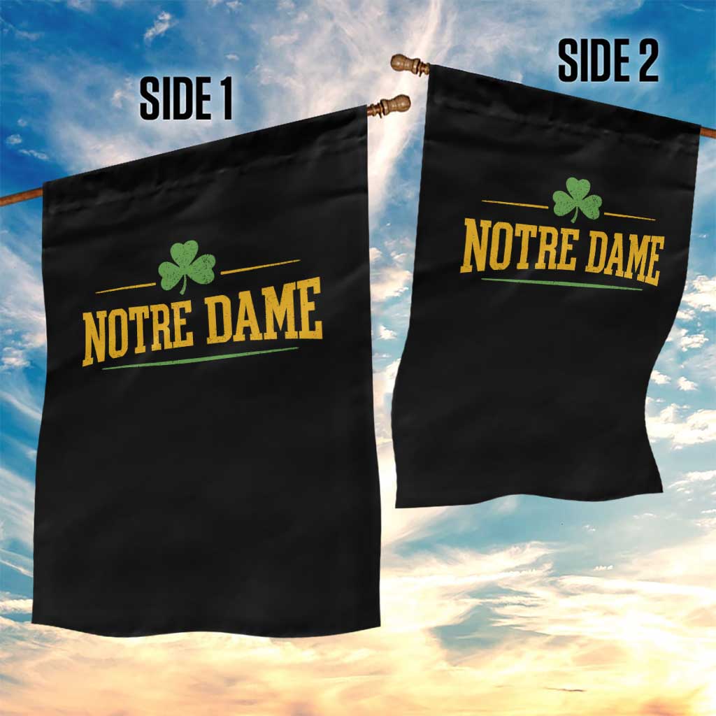 Notre Dame Garden Flag Vintage Varsity Sports IN State Gold Shamrock