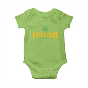 Notre Dame Baby Onesie Vintage Varsity Sports IN State Gold Shamrock