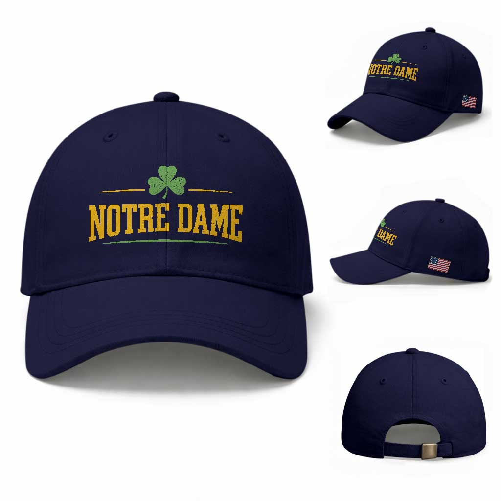 Notre Dame Baseball Cap Vintage Varsity Sports IN State Gold Shamrock