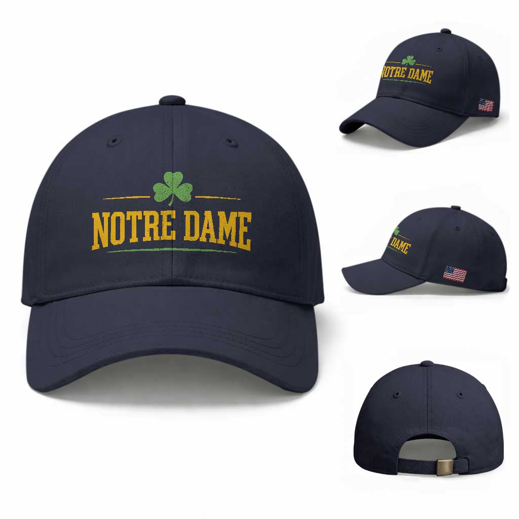 Notre Dame Baseball Cap Vintage Varsity Sports IN State Gold Shamrock