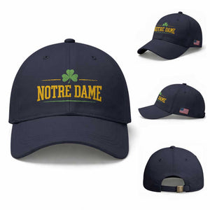 Notre Dame Baseball Cap Vintage Varsity Sports IN State Gold Shamrock