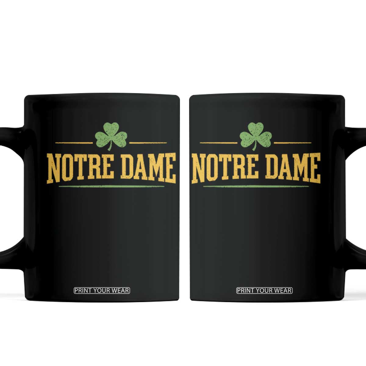 Notre Dame Coffee Mug Vintage Varsity Sports IN State Gold Shamrock