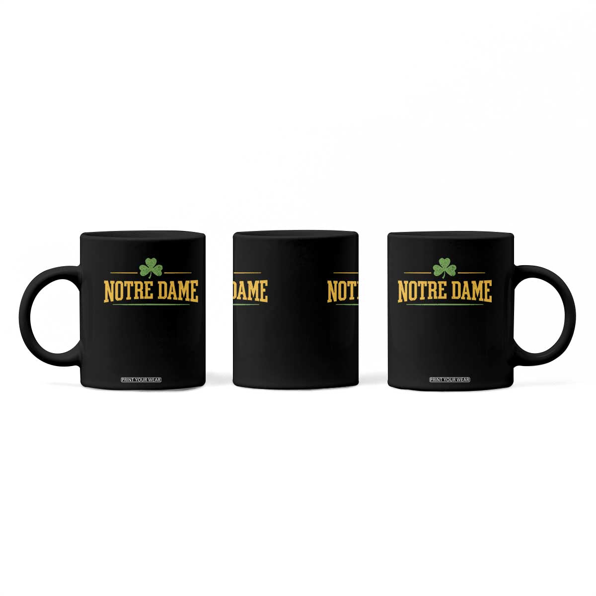 Notre Dame Coffee Mug Vintage Varsity Sports IN State Gold Shamrock