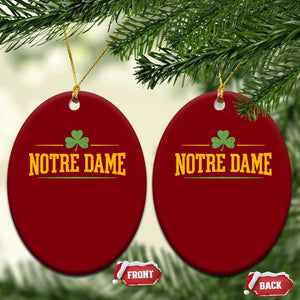 Notre Dame Ceramic Ornament Vintage Varsity Sports IN State Gold Shamrock