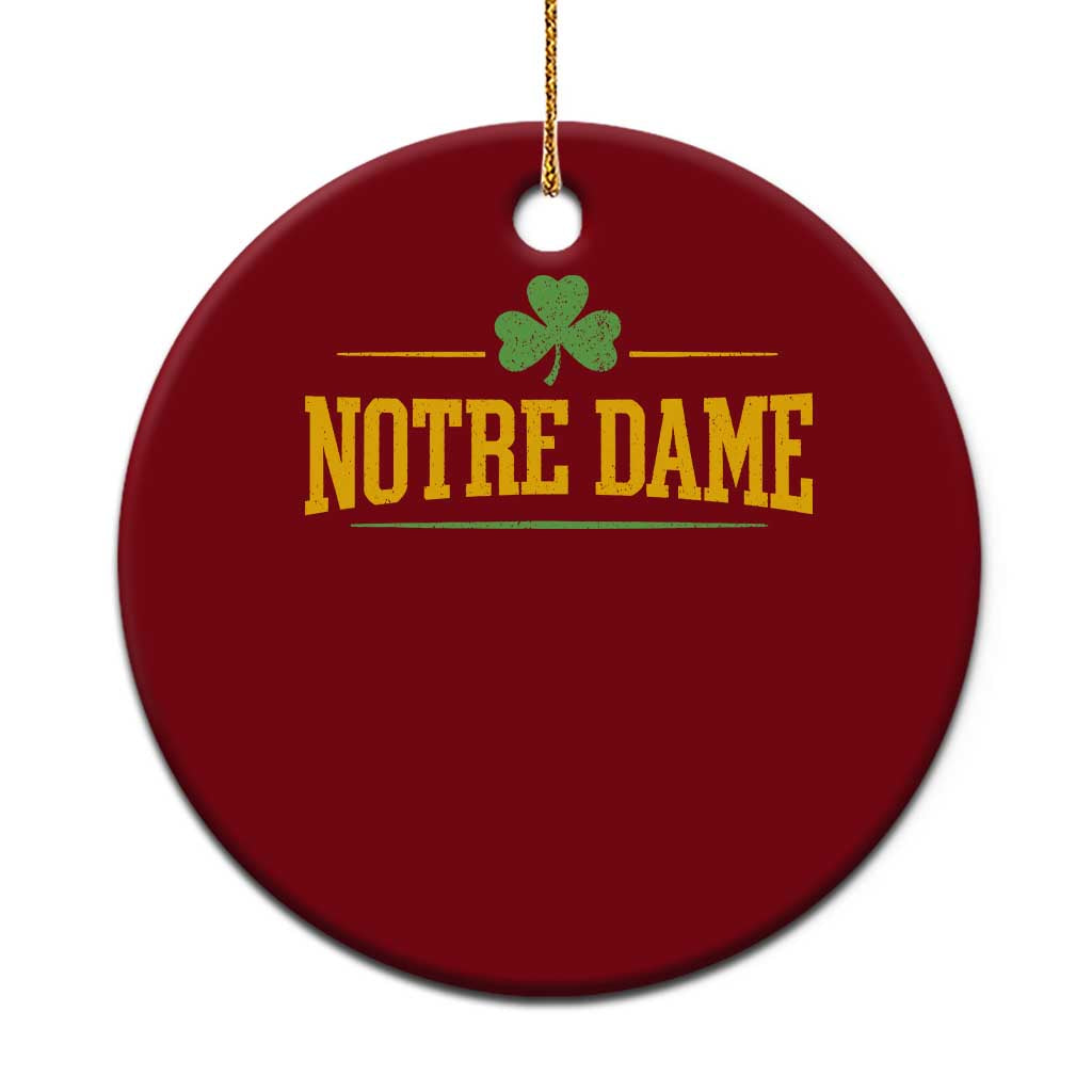 Notre Dame Ceramic Ornament Vintage Varsity Sports IN State Gold Shamrock TS11 1pc Red Print Your Wear