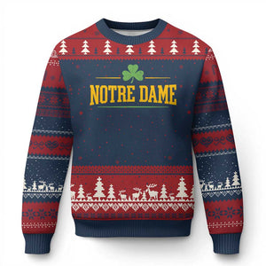 Notre Dame Ugly Christmas Sweater Vintage Varsity Sports IN State Gold Shamrock