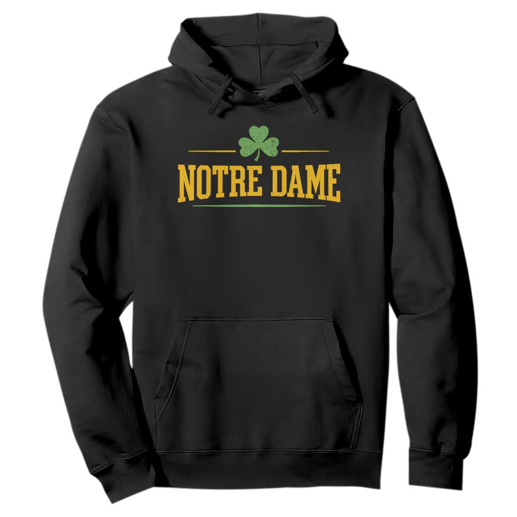 Notre Dame Hoodie Vintage Varsity Sports IN State Gold Shamrock