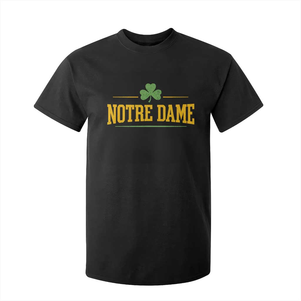 Notre Dame T Shirt For Kid Vintage Varsity Sports IN State Gold Shamrock