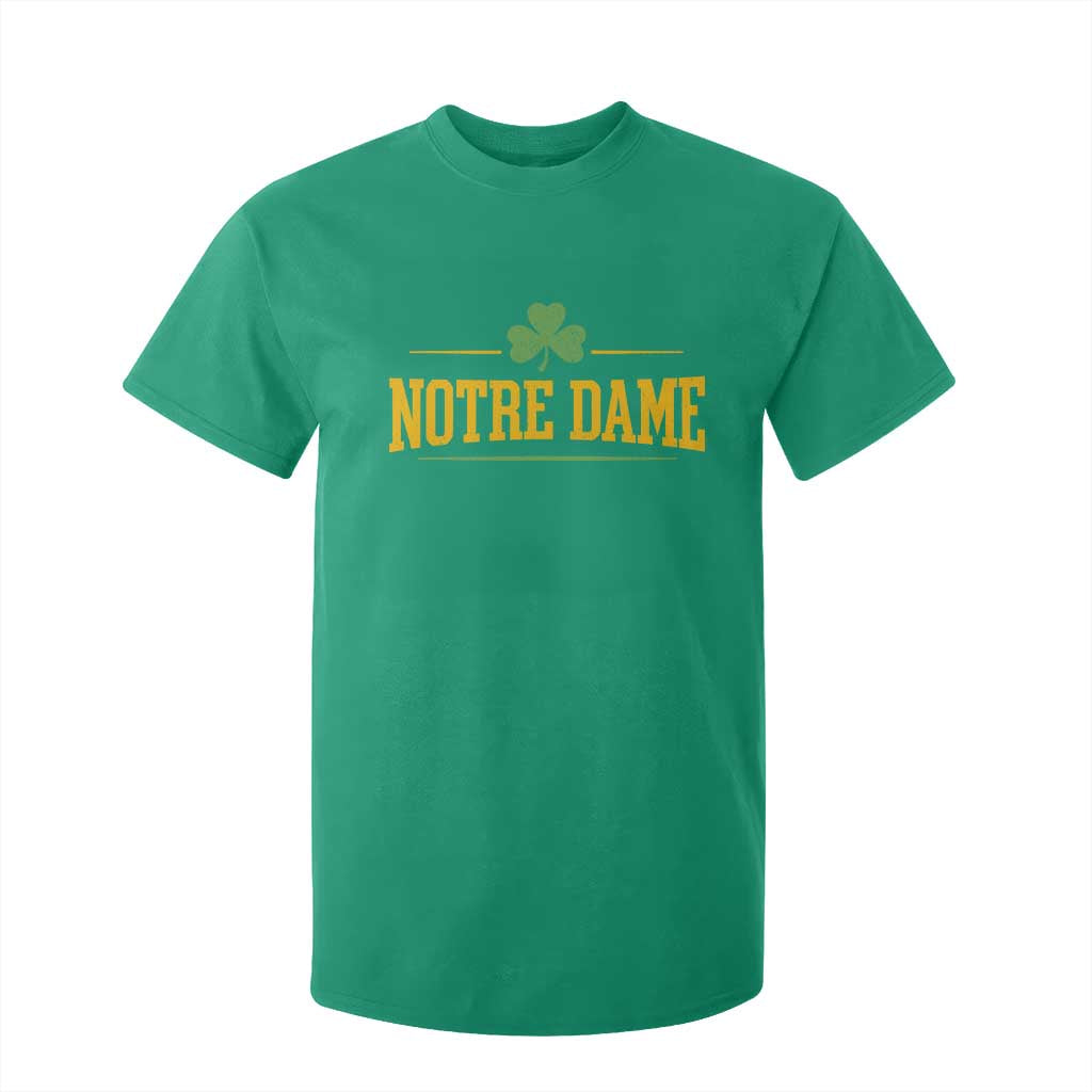 Notre Dame T Shirt For Kid Vintage Varsity Sports IN State Gold Shamrock