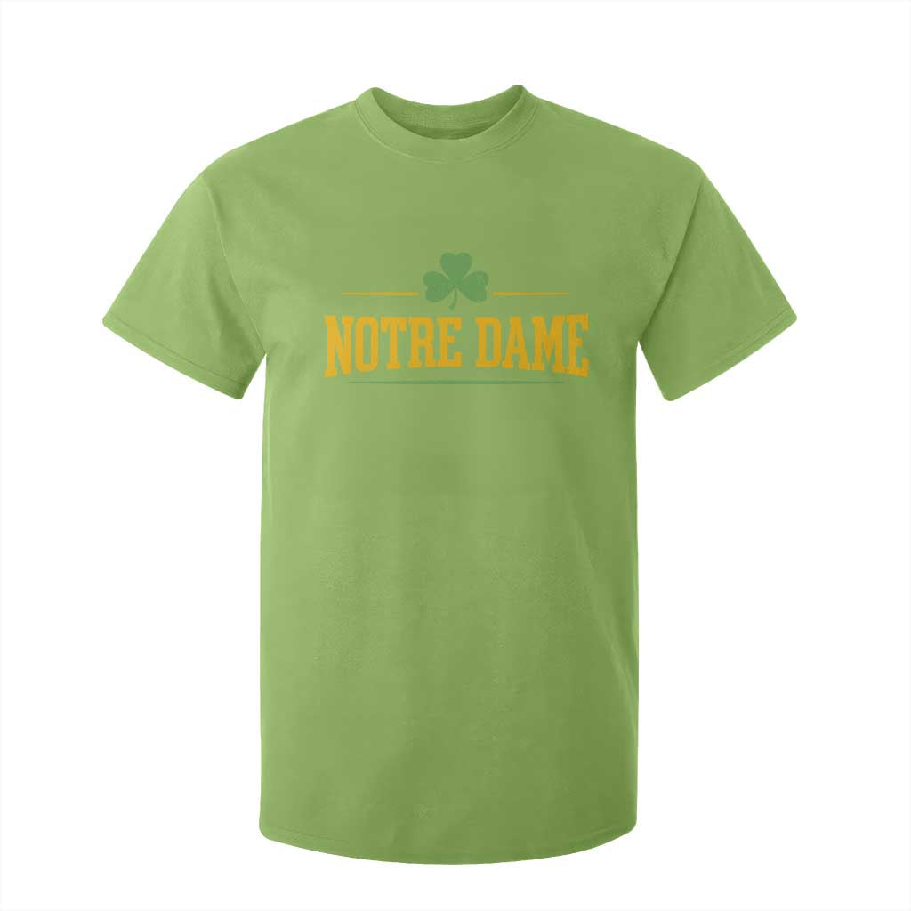 Notre Dame T Shirt For Kid Vintage Varsity Sports IN State Gold Shamrock