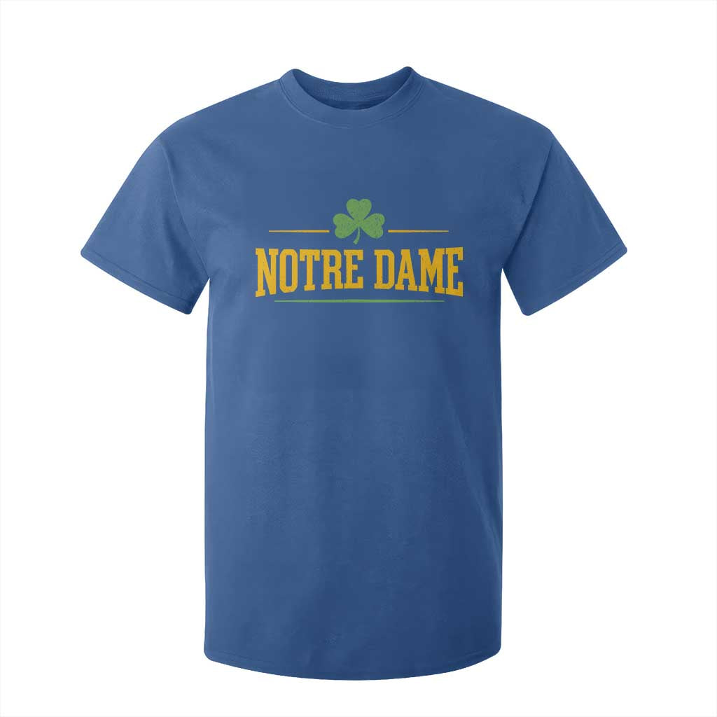 Notre Dame T Shirt For Kid Vintage Varsity Sports IN State Gold Shamrock