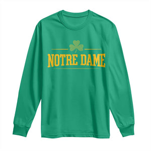 Notre Dame Long Sleeve Shirt Vintage Varsity Sports IN State Gold Shamrock