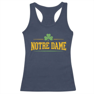 Notre Dame Racerback Tank Top Vintage Varsity Sports IN State Gold Shamrock