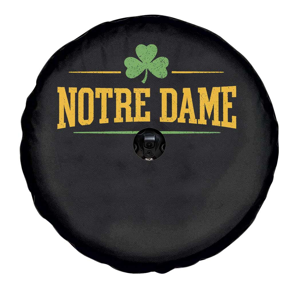 Notre Dame Spare Tire Cover Vintage Varsity Sports IN State Gold Shamrock
