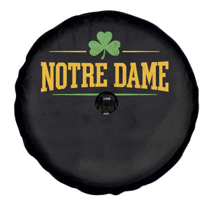 Notre Dame Spare Tire Cover Vintage Varsity Sports IN State Gold Shamrock