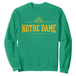 Notre Dame Sweatshirt Vintage Varsity Sports IN State Gold Shamrock