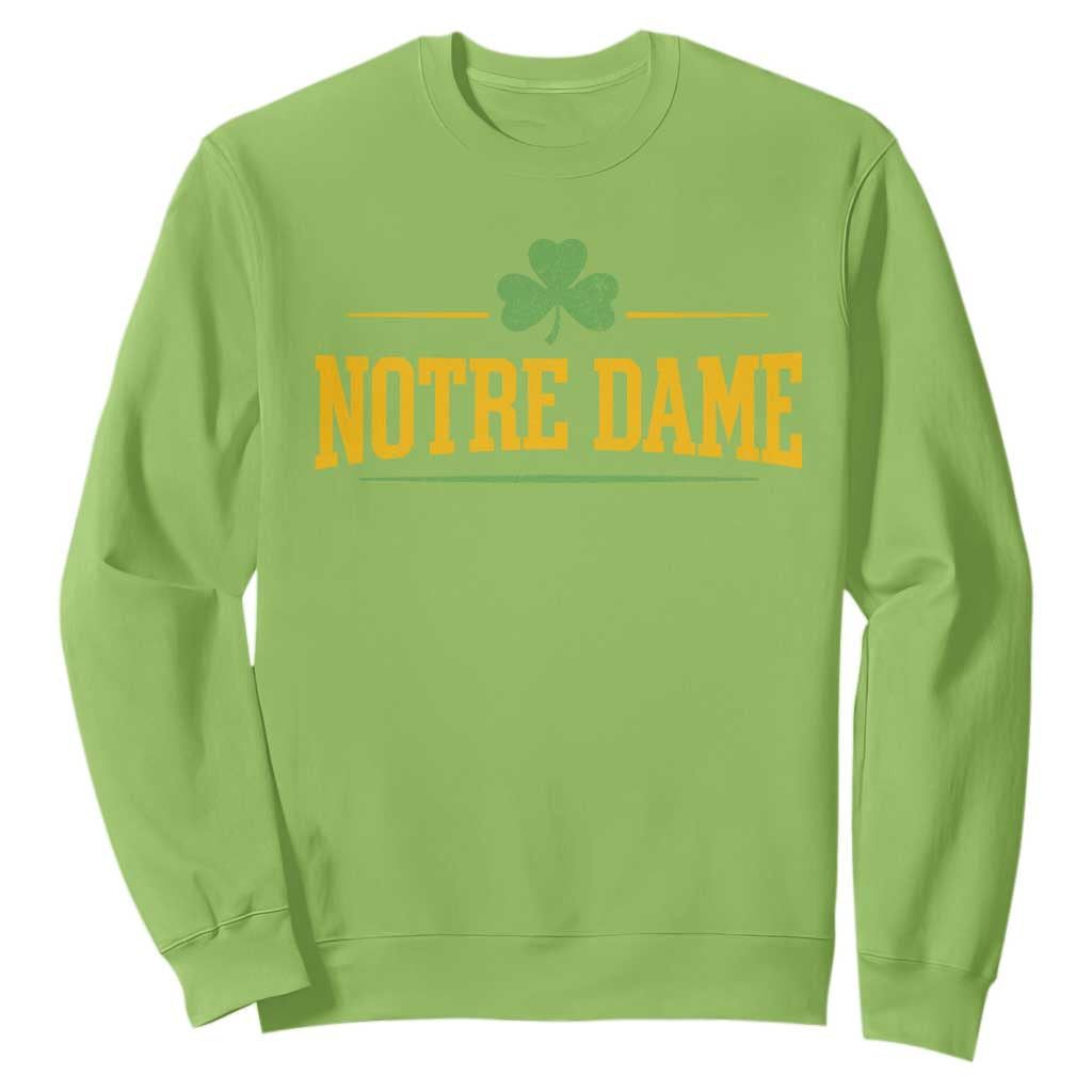 Notre Dame Sweatshirt Vintage Varsity Sports IN State Gold Shamrock