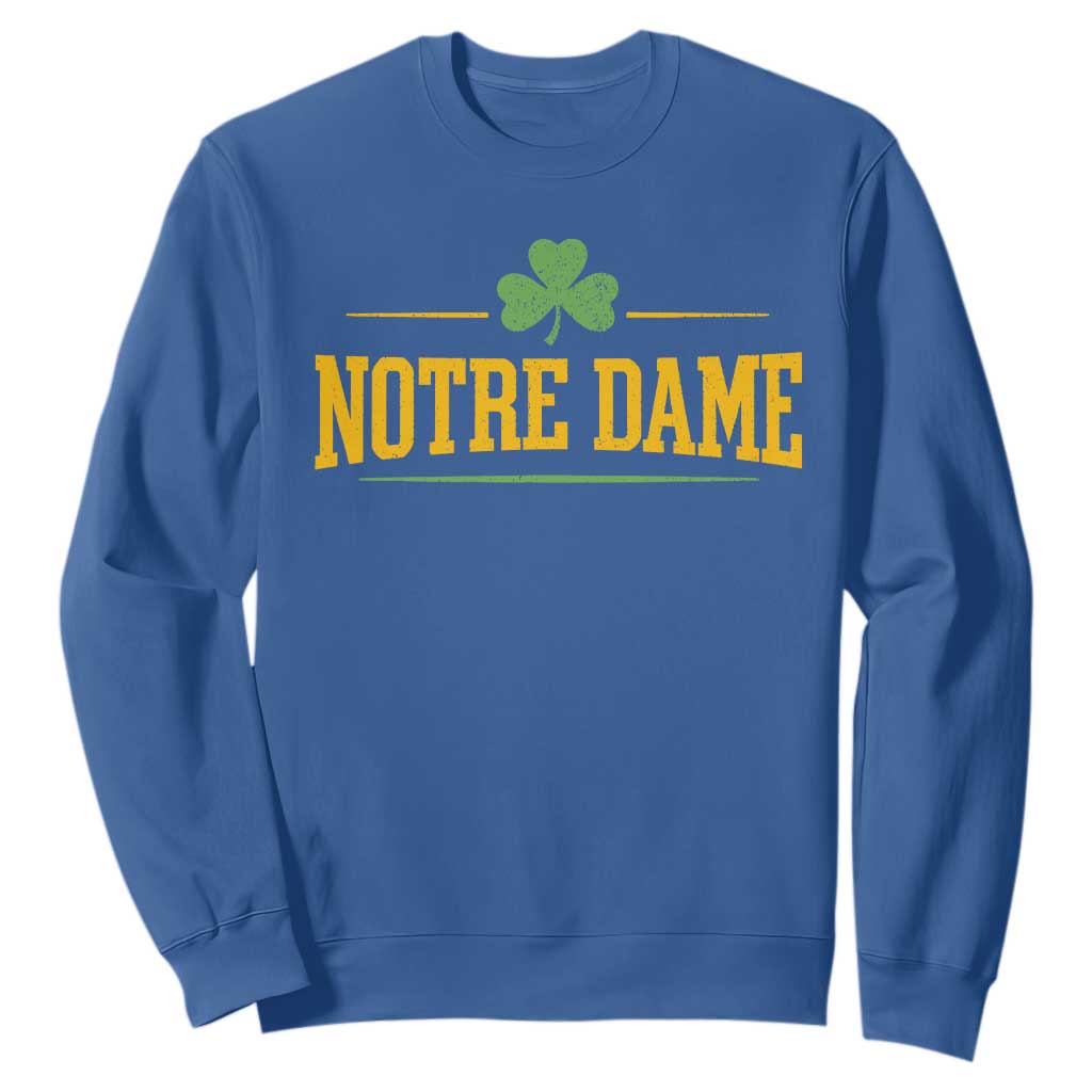 Notre Dame Sweatshirt Vintage Varsity Sports IN State Gold Shamrock