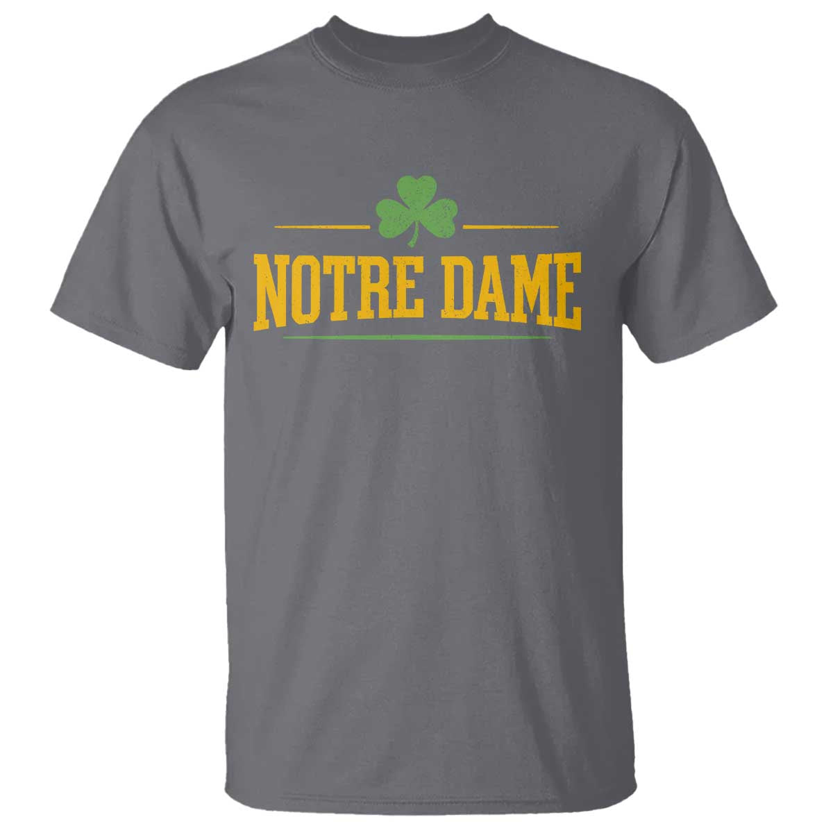 Notre Dame T Shirt Vintage Varsity Sports IN State Gold Shamrock