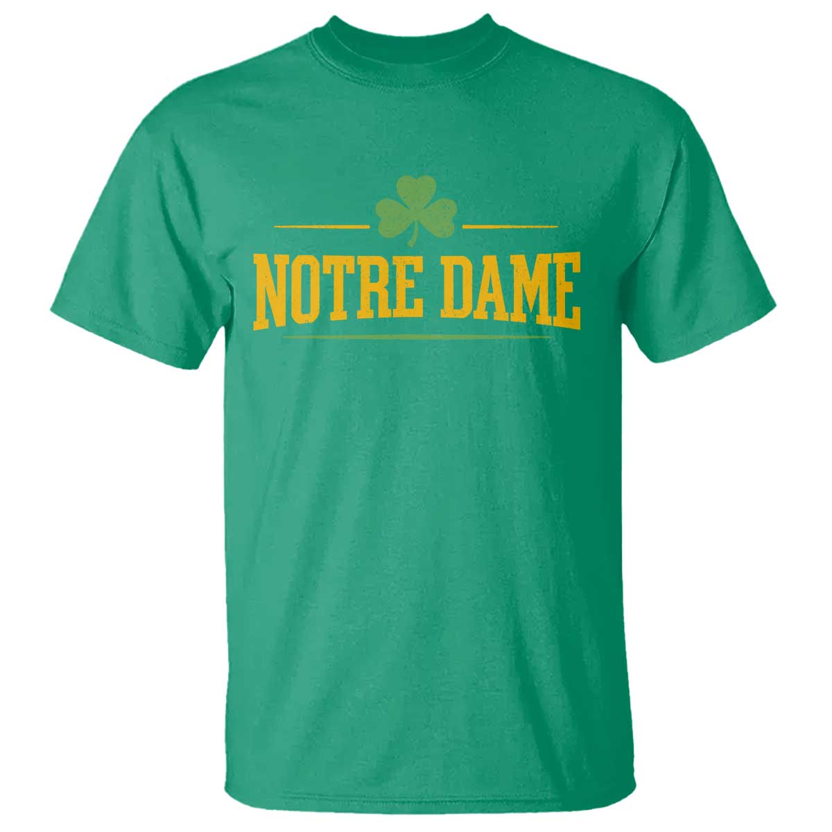 Notre Dame T Shirt Vintage Varsity Sports IN State Gold Shamrock