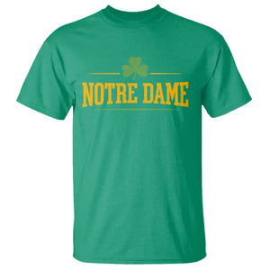 Notre Dame T Shirt Vintage Varsity Sports IN State Gold Shamrock