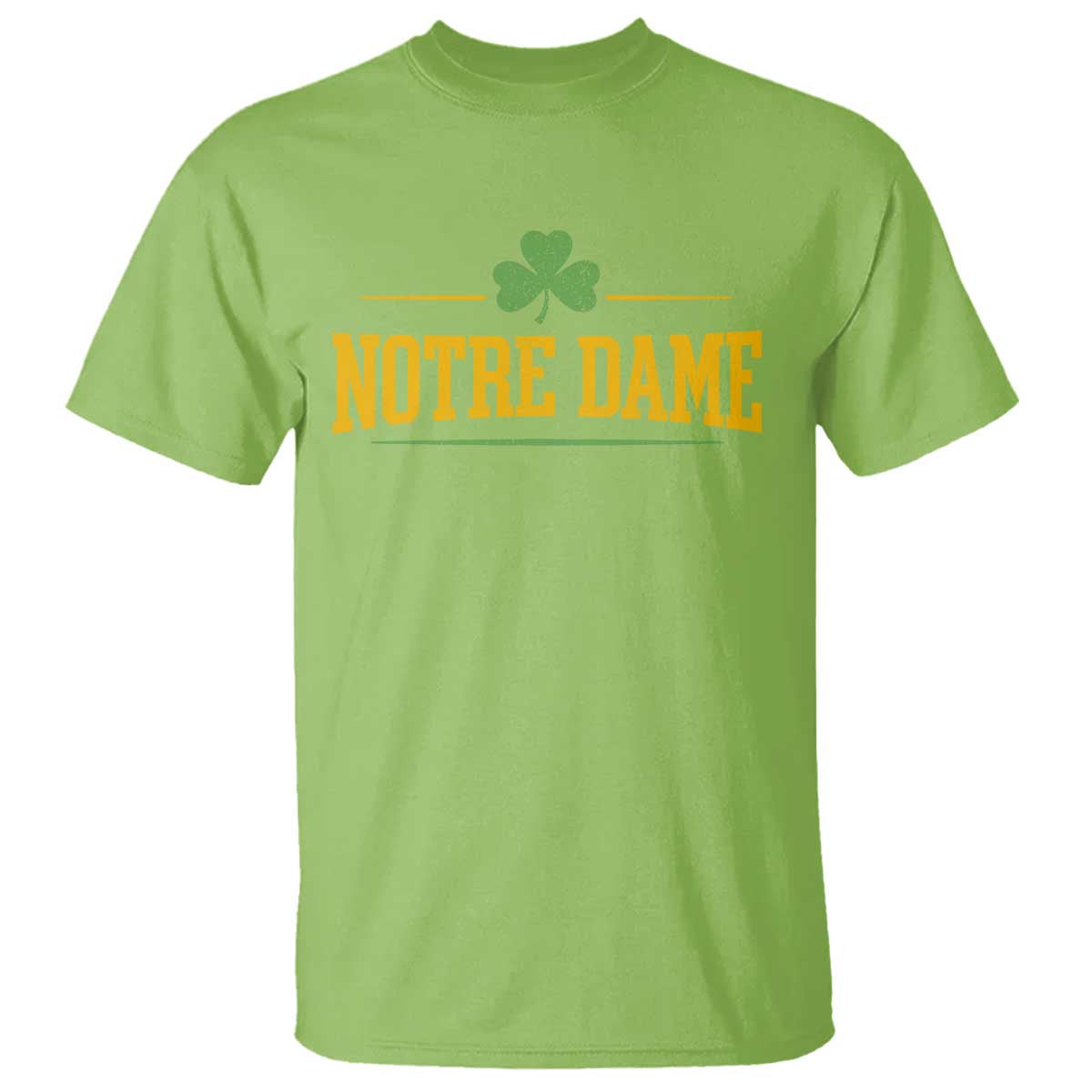 Notre Dame T Shirt Vintage Varsity Sports IN State Gold Shamrock