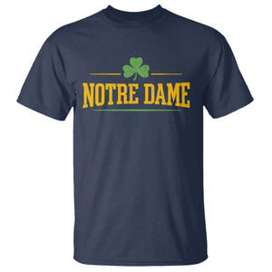 Notre Dame T Shirt Vintage Varsity Sports IN State Gold Shamrock