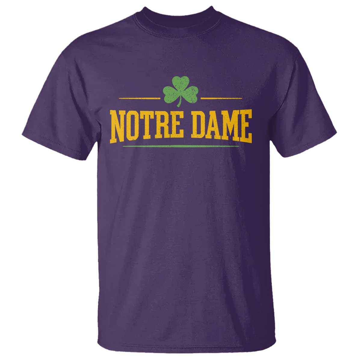 Notre Dame T Shirt Vintage Varsity Sports IN State Gold Shamrock