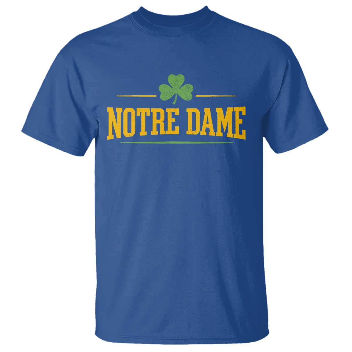 Notre Dame T Shirt Vintage Varsity Sports IN State Gold Shamrock