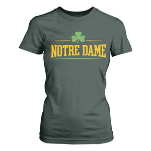 Notre Dame T Shirt For Women Vintage Varsity Sports IN State Gold Shamrock