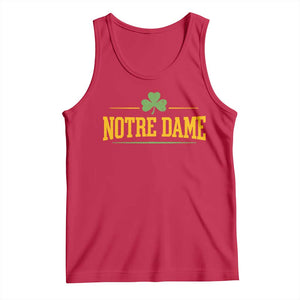 Notre Dame Tank Top Vintage Varsity Sports IN State Gold Shamrock