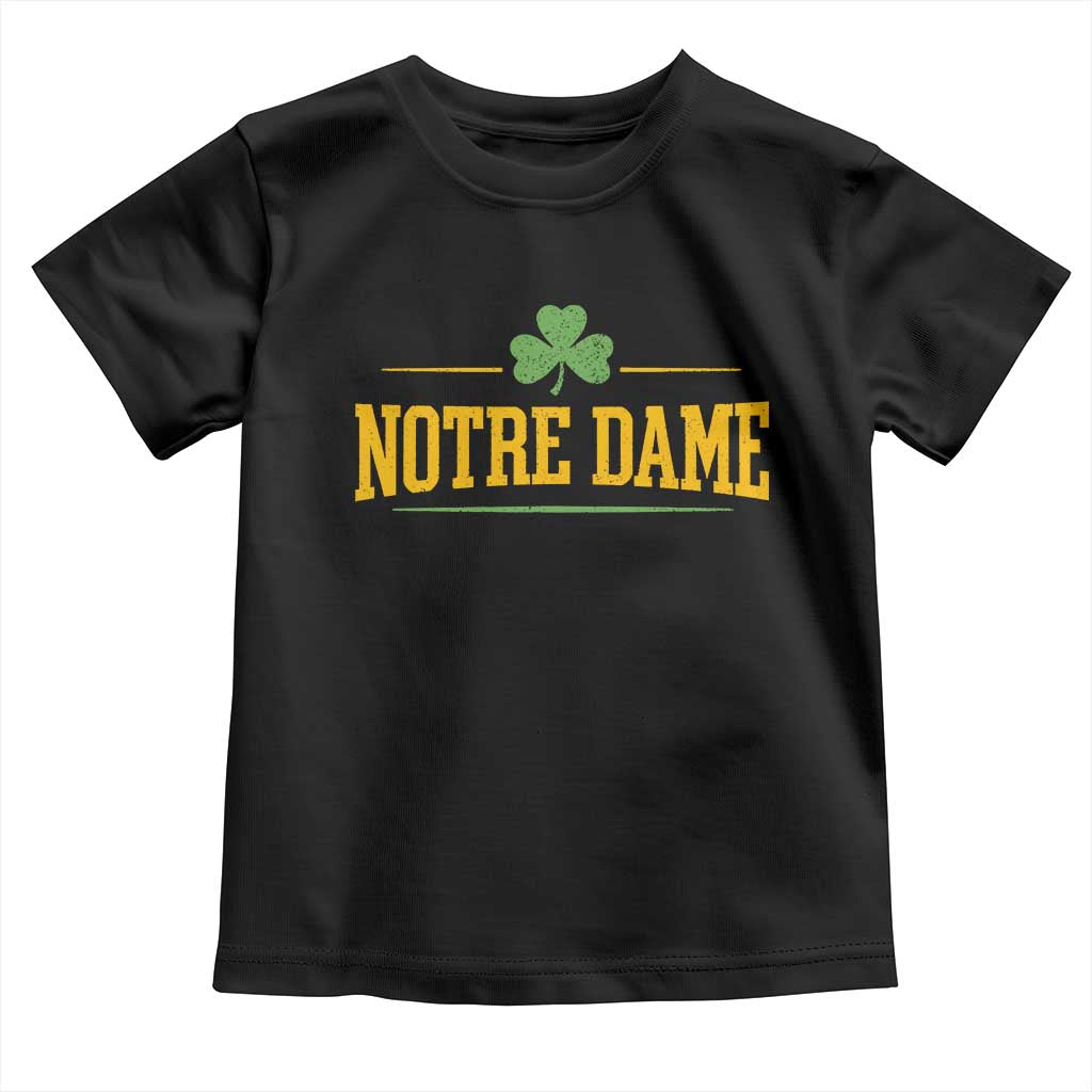 Notre Dame Toddler T Shirt Vintage Varsity Sports IN State Gold Shamrock