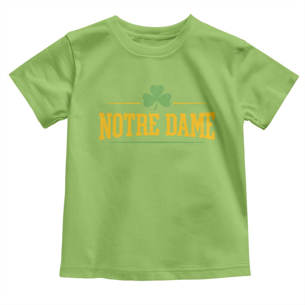 Notre Dame Toddler T Shirt Vintage Varsity Sports IN State Gold Shamrock