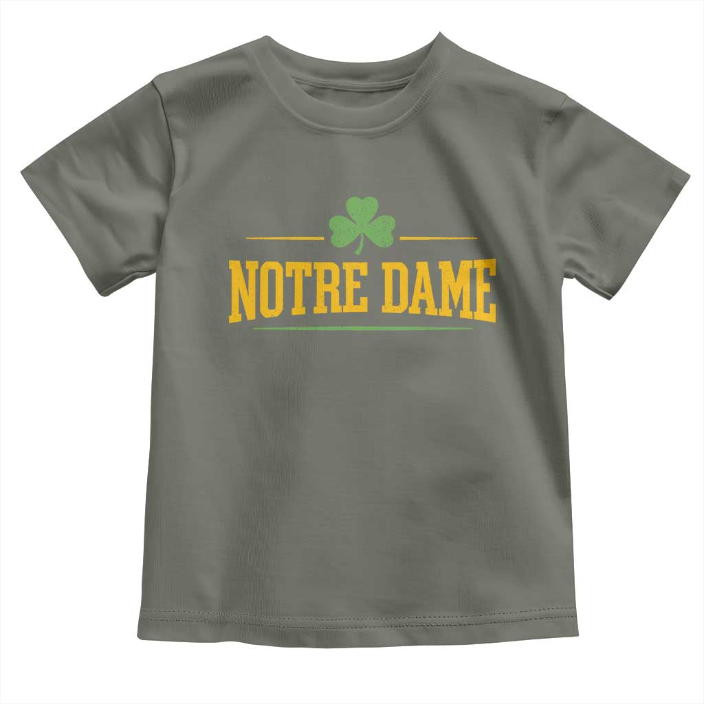 Notre Dame Toddler T Shirt Vintage Varsity Sports IN State Gold Shamrock