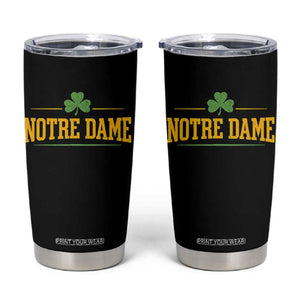 Notre Dame Tumbler Cup Vintage Varsity Sports IN State Gold Shamrock