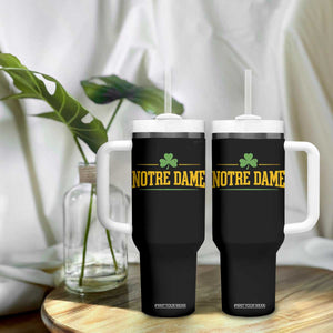 Notre Dame Tumbler With Handle Vintage Varsity Sports IN State Gold Shamrock
