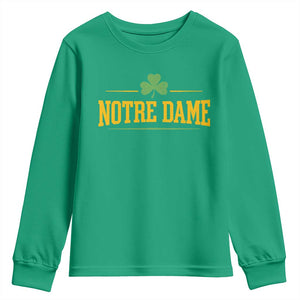 Notre Dame Youth Sweatshirt Vintage Varsity Sports IN State Gold Shamrock
