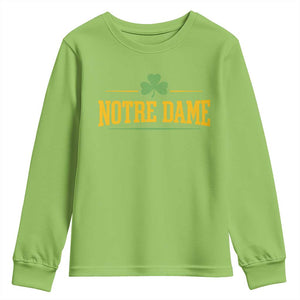 Notre Dame Youth Sweatshirt Vintage Varsity Sports IN State Gold Shamrock